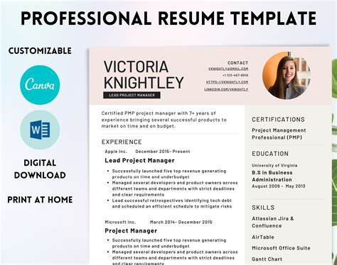 resume cv template  word canva canva templates creative market