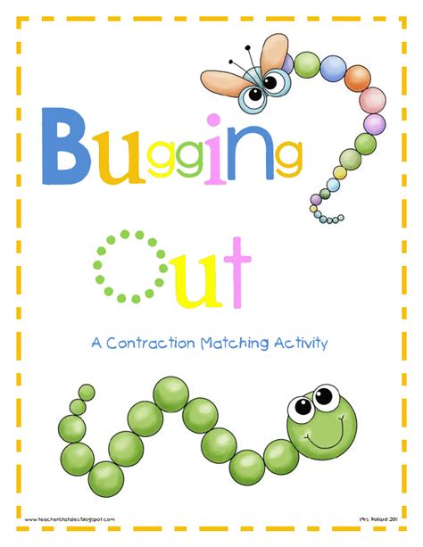 tales   teacherista bugging   contraction matching activity