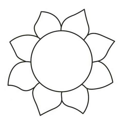 sunflower template  shown  black  white   outline