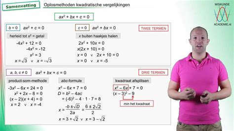 kwadratische vergelijkingen oplossen samenvatting wiskundeacademie youtube
