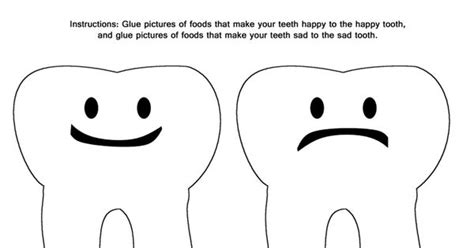 happy tooth sad toothpdf dental health month kids pinterest