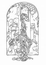 Coloring Rapunzel Pages Fairy Adult Tales Printable Adults Fairytale Colouring Book Sheet Sheets Other Raiponce Blond Endless Her Hair Color sketch template