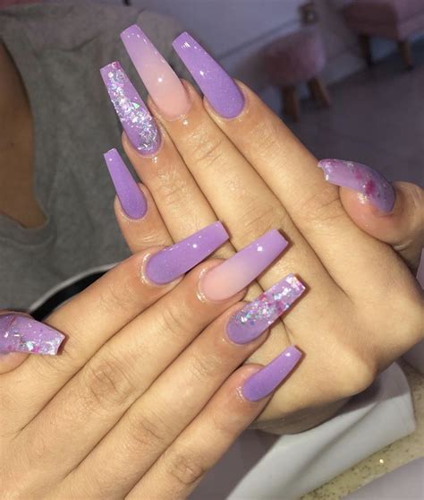 acrylic nail designs ombre light purple coffin tips color short