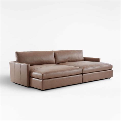Lounge Leather 2 Piece Double Chaise Sectional Sofa Crate And Barrel Canada