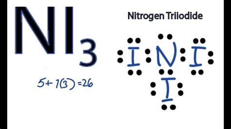 ni lewis structure   draw  dot structure  ni nitrogen triiodide youtube
