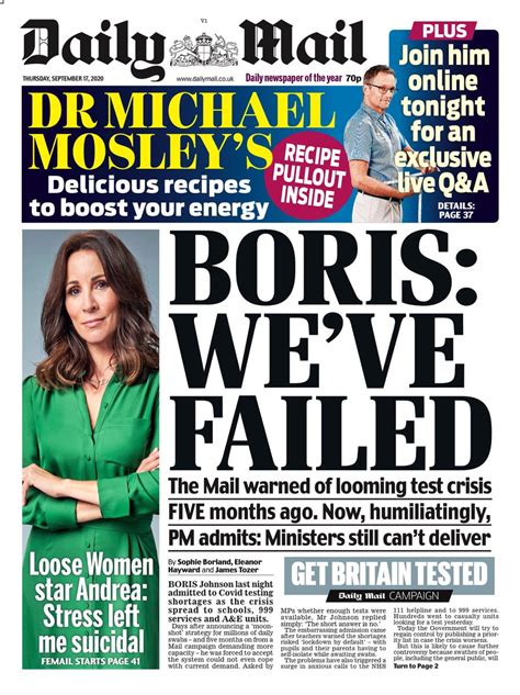 daily mail front page st  september  tomorrows papers today