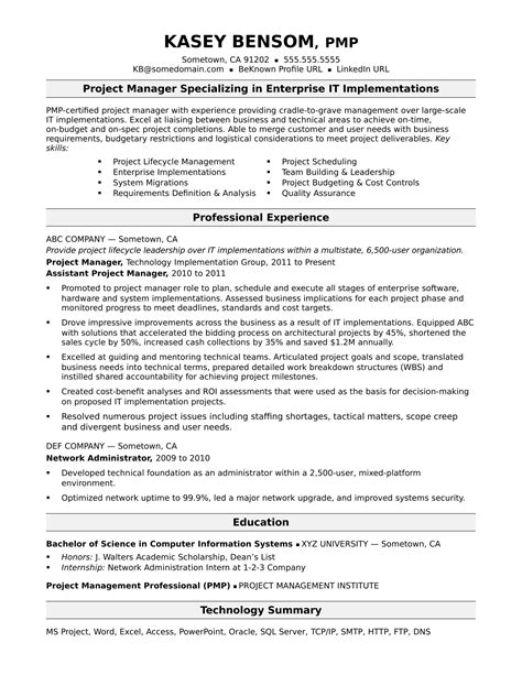 sample project manager resume profile project manager resume