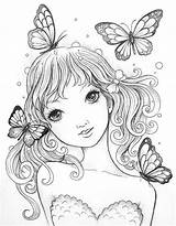 Coloring Pages Fairy Adult Girl Butterflies Printable Drawings sketch template