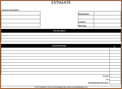 printable tree service estimate template