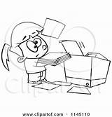 Machine Clipart Copier Little Trying Use Girl Cartoon Coloring Toonaday Printing Print Vector Poster Outlined Press Man Copies Royalty Leishman sketch template