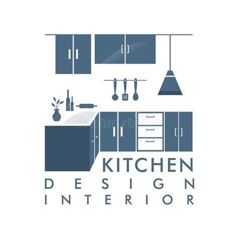cabinet furniture kitchen set interior graphic vector logo design stock vector illustration