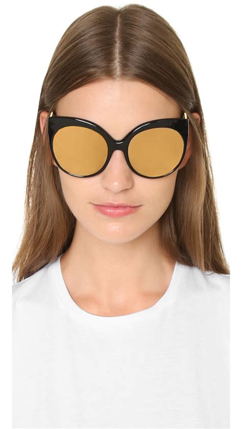 Linda Farrow Luxe Mirrored Sunglasses Black Gold In Black Black Gold