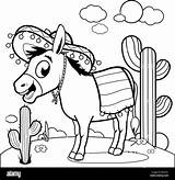 Mexican Coloring Donkey Desert Alamy Book sketch template