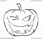 Pumpkin Outline Halloween Coloring Winking Toothy Royalty Clipart Illustration Toon Hit Rf sketch template