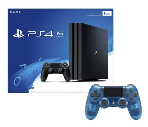 playstation  pro tb console  extra crystal blue dualshock  wireless controller bundle