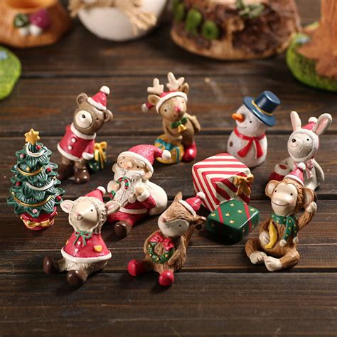 christmas santa claus snowman miniature ornaments figurines decor put