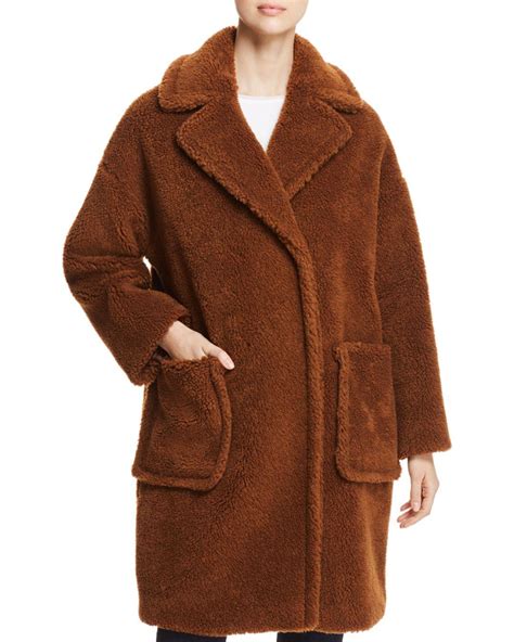 weekend  maxmara reale faux fur teddy bear coat  brown lyst