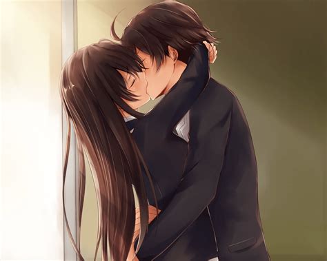 cute couple anime kiss pocky wallpapers  wallpaperdog