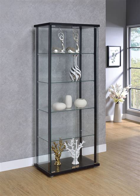 Curio Cabinet Display Case Showcase Glass Shelf Storage Doors Shelves