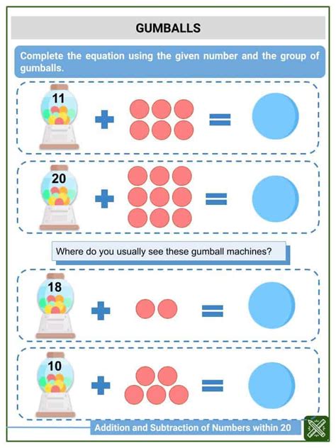 addition  subtraction  numbers   st grade math worksheets
