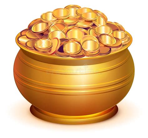 golden pot full gold coins  stock  stockfreeimages