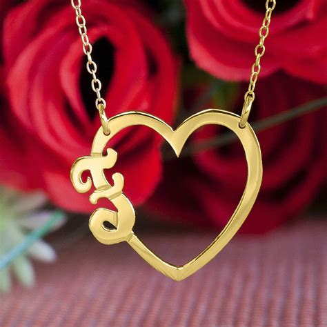heart initial necklace  monogrammed