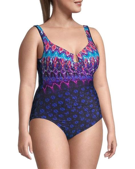 miraclesuit synthetic bella alba escape printed one piece swimsuit in