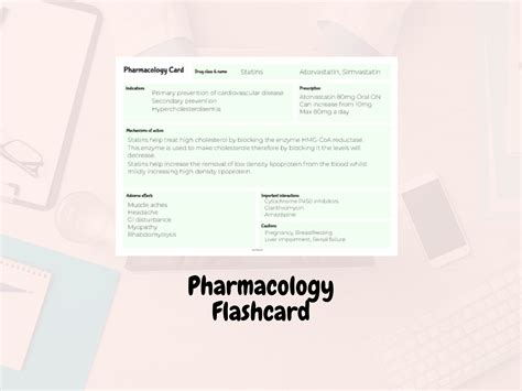 pharmacologydrugs flashcard template  etsy australia