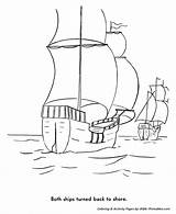 Coloring Pages Mayflower Pilgrims Thanksgiving Story Drawing Port Pilgrim Ship First Speedwell Return History Sheets Printables Came Drawings Bible Ships sketch template