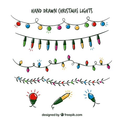 collection  hand drawn christmas lights vector