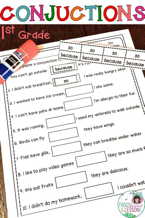 conjunctions worksheets center activities  assessments  st
