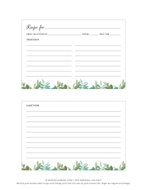 printable  recipe card template bdametro