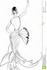 Flamenco Dancer Sketch Fan Coloring Dancers Pages Belly Stock Royalty Templates Template Escolha Pasta Dançarina Spain Colorir Para sketch template