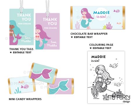 mermaid party printables  decorations  party design
