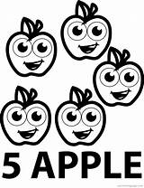 Apple Coloring Pages Five Wecoloringpage sketch template