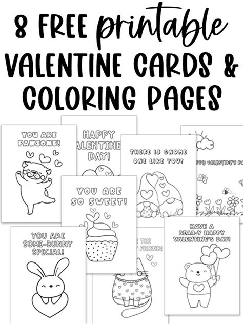 printable coloring valentines day cards  kids