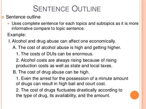 full sentence outline format research paper