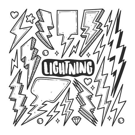 premium vector lightning icons hand drawn doodle coloring