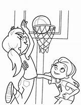 Basketball Coloring Pages Drawing Playing Girl Sports Drawings Printable Court Color Park Getcolorings Paintingvalley sketch template
