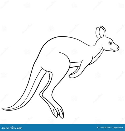 coloring pages  cute kangaroo runs stock vector illustration