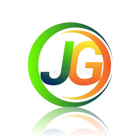 initial letter logo jg company  green  orange color  circle