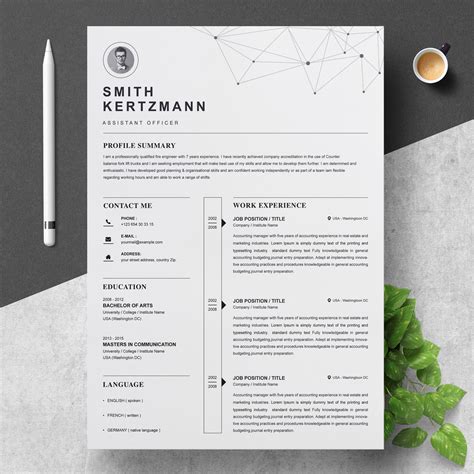 Clean Resume Template Cv Template Illustrator Templates ~ Creative