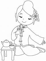 Chinese Coloring Pages Girl Printable Lanterns Colouring Sheets Getcolorings Color Getdrawings раскраски sketch template