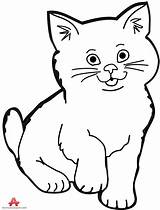 Cat Clipart Outline Drawing Kitten Clip Cats Clipartix Bw Cartoon Cliparts Little Kitty Drawings Coloring Face Contour Kids Animals Line sketch template