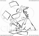Businessman Speeding Paperwork Illustration Line Through Royalty Clipart Toonaday Rf sketch template