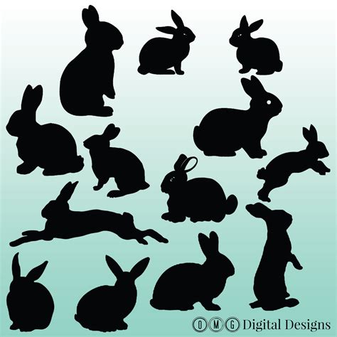 bunny silhouette digital clipart images clipart design