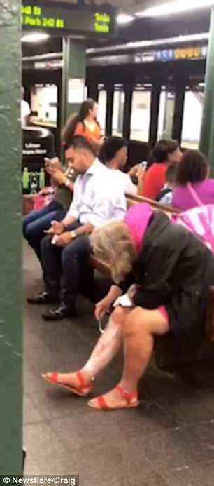 New York Woman Shaves Her Legs In Subway Station Near