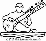 Sitar Indian Clipart Musician Playing Music Vector Silhouette Clipground sketch template