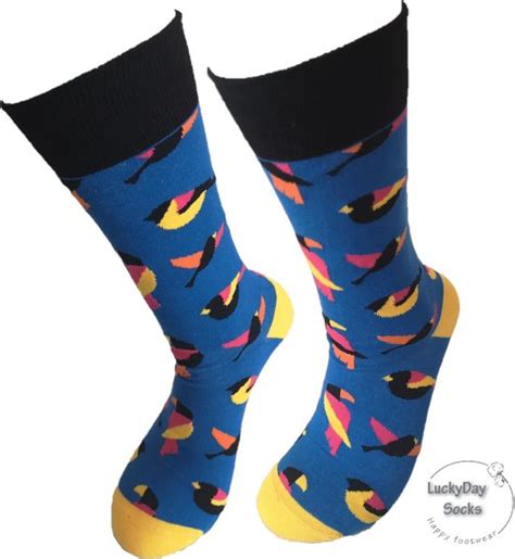 bolcom verjaardag cadeautje voor vrouw blauwe vogel sokken sokken leuke sokken