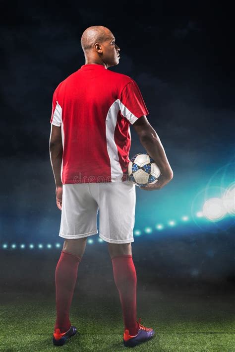 rear view  bald soccer player stock image image  adult caucasian